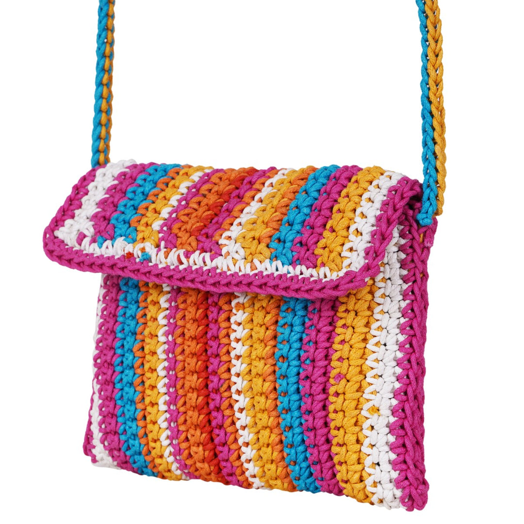 Children’s Mini Sling Bag | Hand-Crafted & Crochet | Cotton Yarn | Multi-Colour