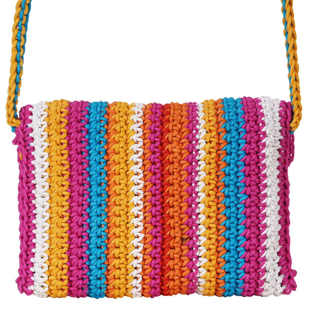 Children’s Mini Sling Bag | Hand-Crafted & Crochet | Cotton Yarn | Multi-Colour