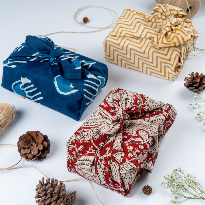 Fabric Gift Wrapping | Set of 3 Assorted Prints And Colours