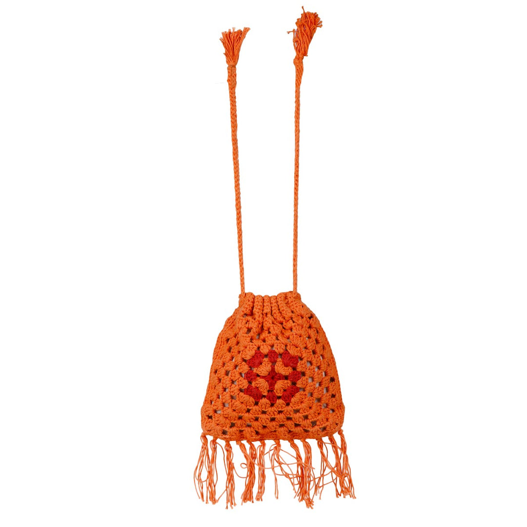 Long Handle Potli Bag | Hand-Crafted & Crochet | Cotton Yarn | Rust