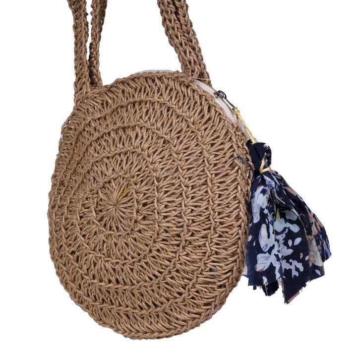 Miniature Round Hand Bag | Hand-Crochet | Jute Yarn | Brown