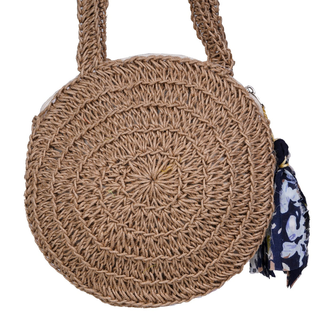 Miniature Round Hand Bag | Hand-Crochet | Jute Yarn | Brown