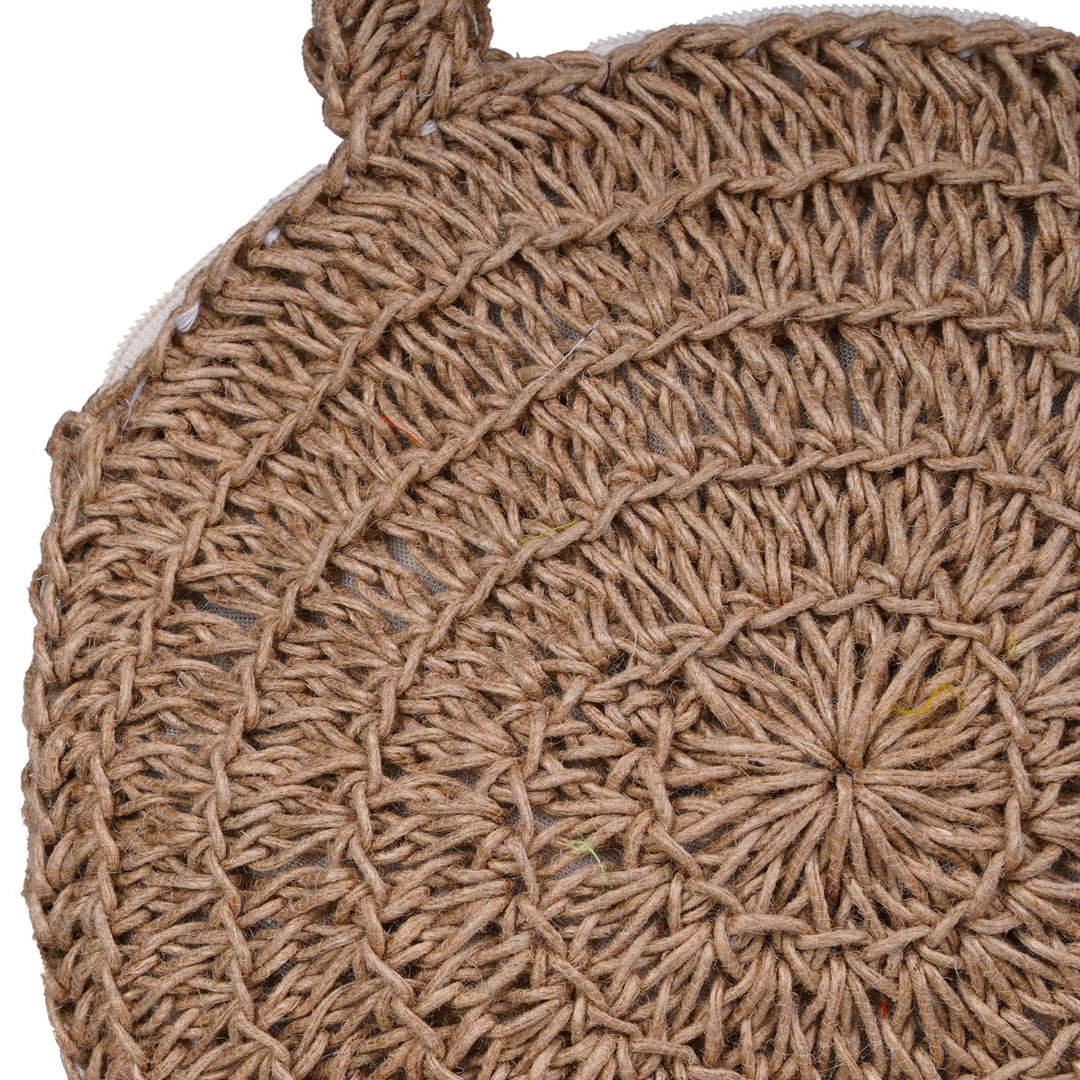 Miniature Round Hand Bag | Hand-Crochet | Jute Yarn | Brown