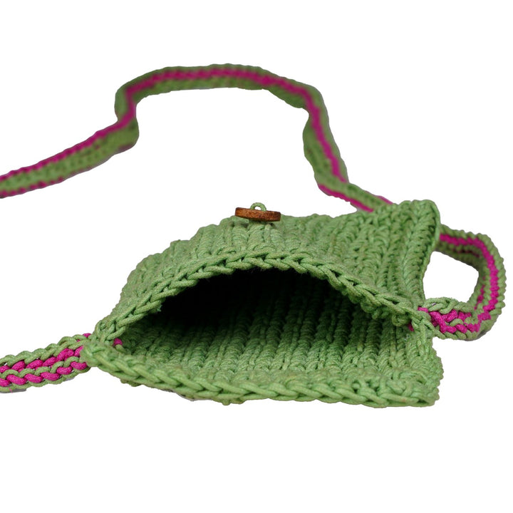 Hand-Crafted Mini Sling Bag | Hand-Crochet | Cotton | Fern Green