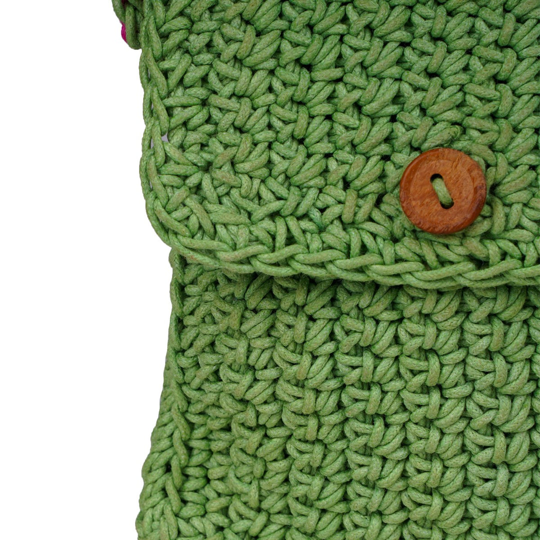 Hand-Crafted Mini Sling Bag | Hand-Crochet | Cotton | Fern Green