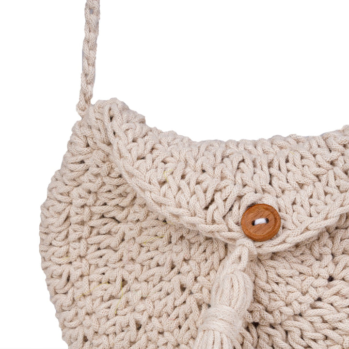 Hand-Crafted Miniature Sling Bag | Hand-Crochet | Cotton Yarn | Off White