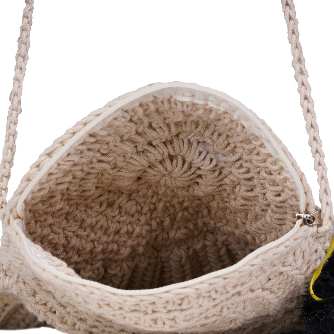 Sea Shell Mini Sling Bag | Hand-Crochet | Cotton Yarn | Off White