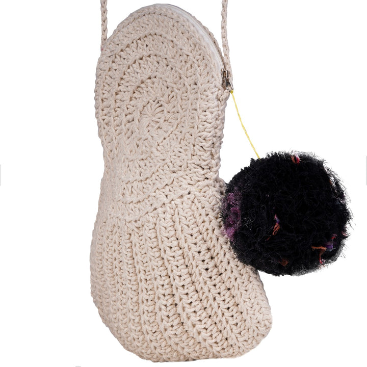 Sea Shell Mini Sling Bag | Hand-Crochet | Cotton Yarn | Off White