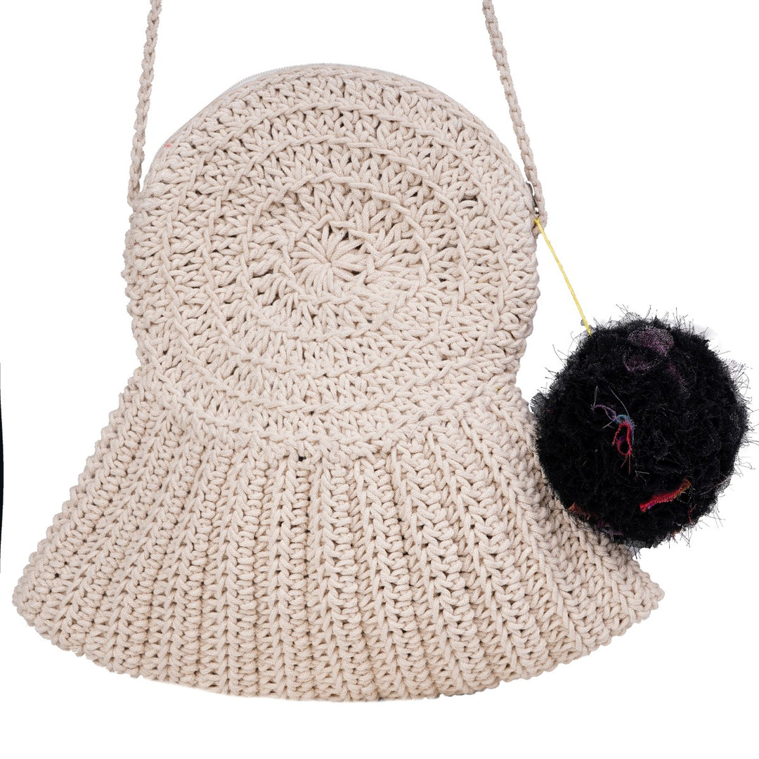 Sea Shell Mini Sling Bag | Hand-Crochet | Cotton Yarn | Off White