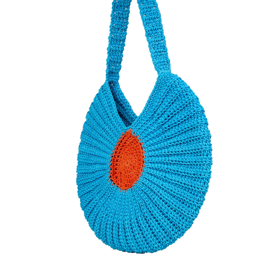 The Undersea Bag | Hand-Crochet | Cotton Yarn | Ocean Blue