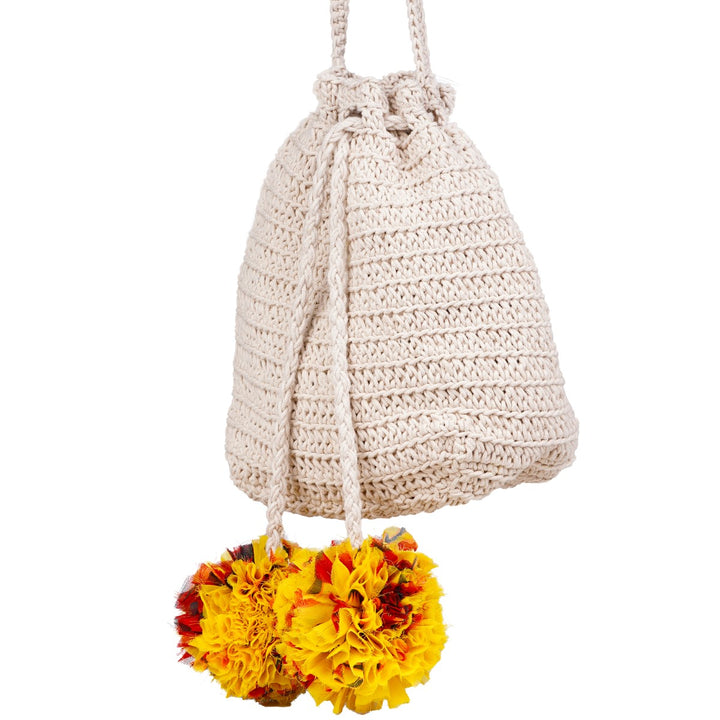 Hand-Crafted Potli Bag | Hand-Crochet | Cotton Yarn | Off White