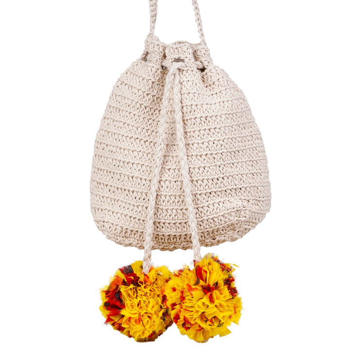 Hand-Crafted Potli Bag | Hand-Crochet | Cotton Yarn | Off White