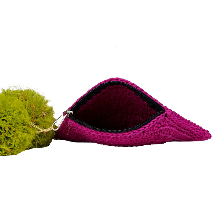 Hand-Crochet Clutch Bag | Eco-Friendly | Cotton Yarn | Sustainable | Magenta Pink