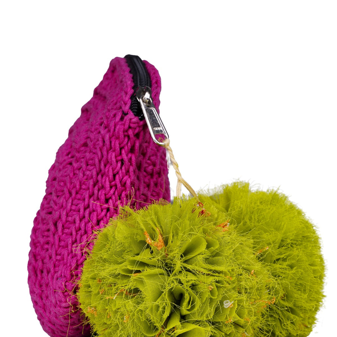 Hand-Crochet Clutch Bag | Eco-Friendly | Cotton Yarn | Sustainable | Magenta Pink