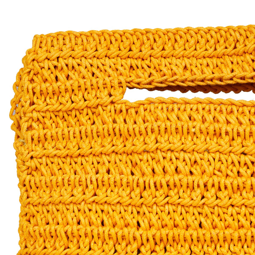 Miniature Hand Clutch Bag | Hand-Crochet | Cotton Yarn | Mustard Yellow