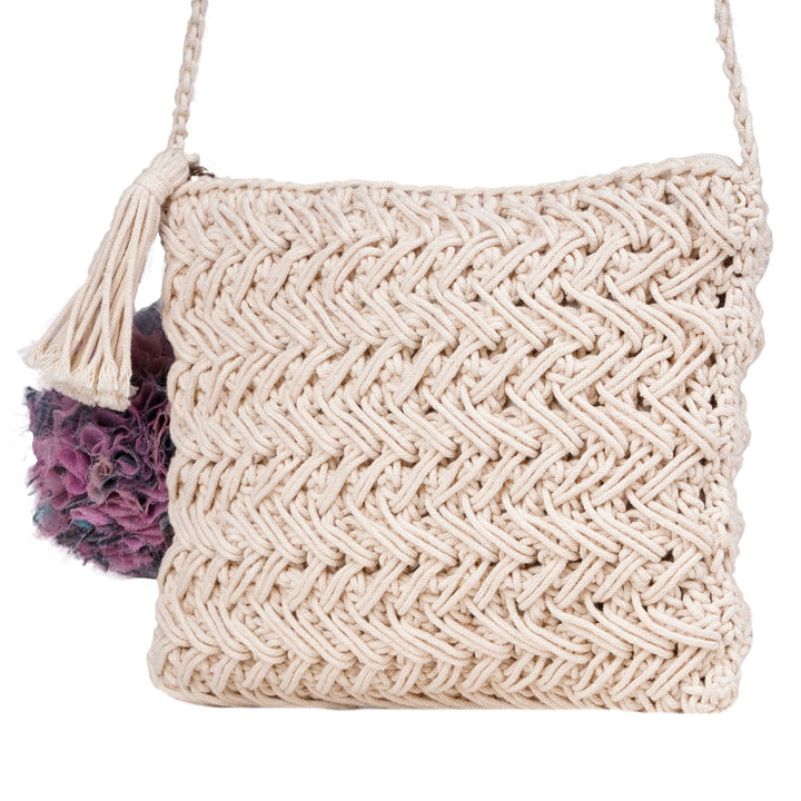 Women Carry-All Sling Bag | Hand-Crochet | Cotton Yarn | Off White