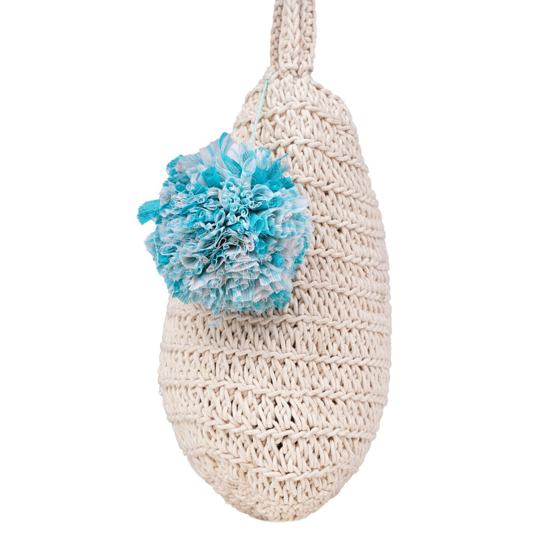 Mini Quad Hand Bag  | Hand-Crochet | Cotton Yarn | Off-White