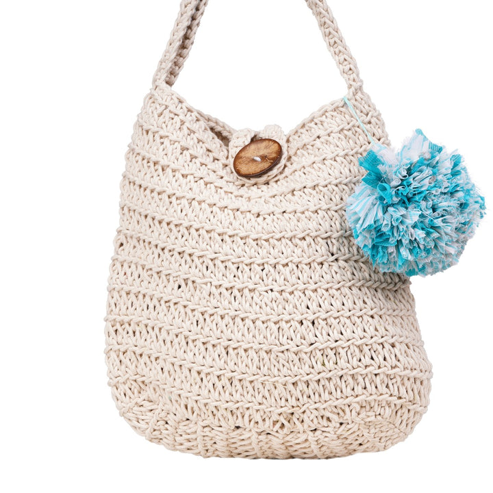 Mini Quad Hand Bag  | Hand-Crochet | Cotton Yarn | Off-White