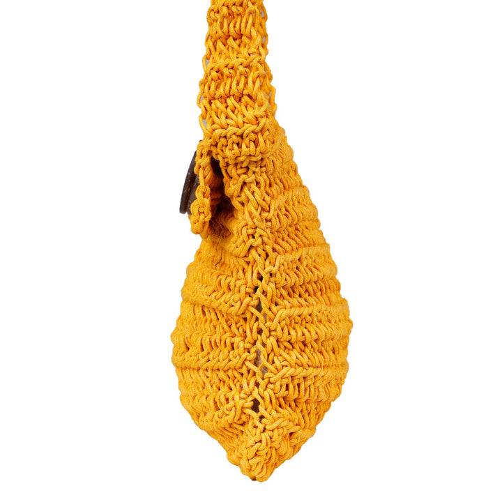 Miniature Quad Mini Sling Bag | Hand-Crochet | Cotton Yarn | Mustard Yellow