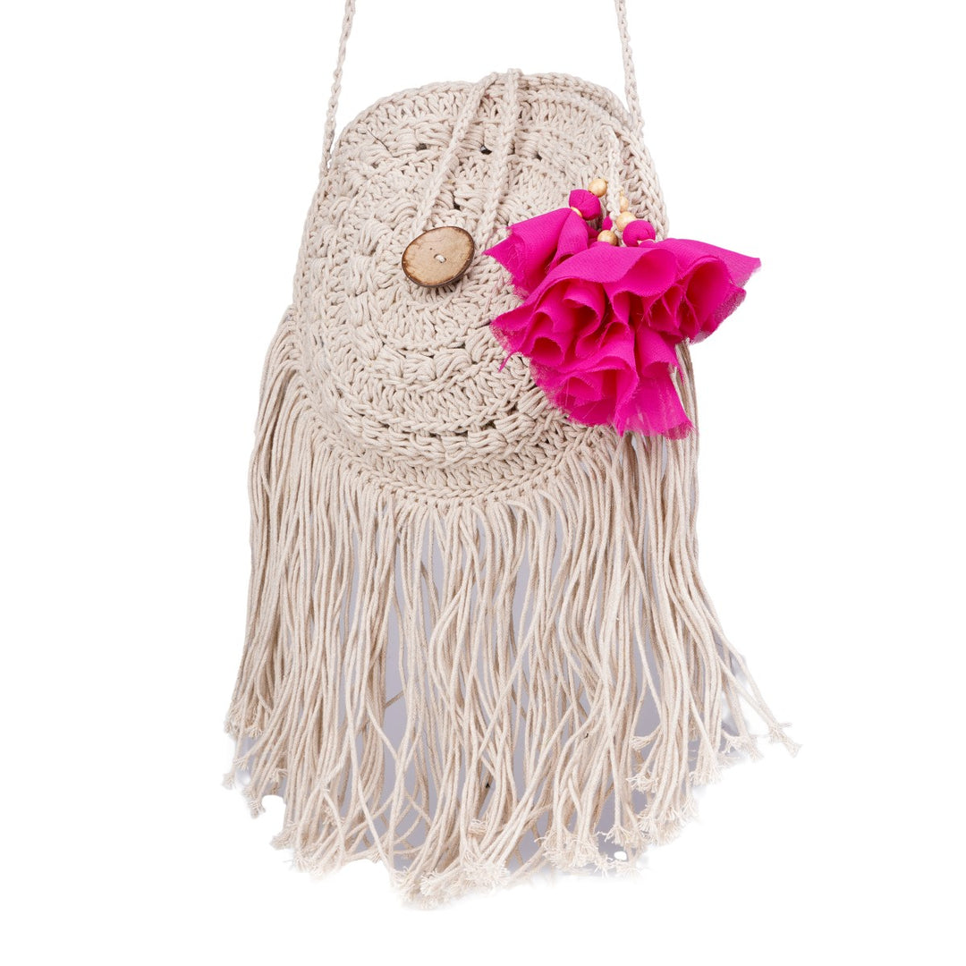 Dream Catcher Mini Sling Bag | Hand-Crochet | Cotton Yarn | Off White