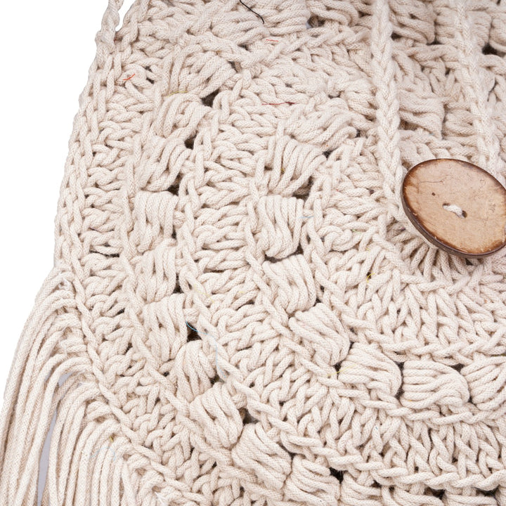 Dream Catcher Mini Sling Bag | Hand-Crochet | Cotton Yarn | Off White