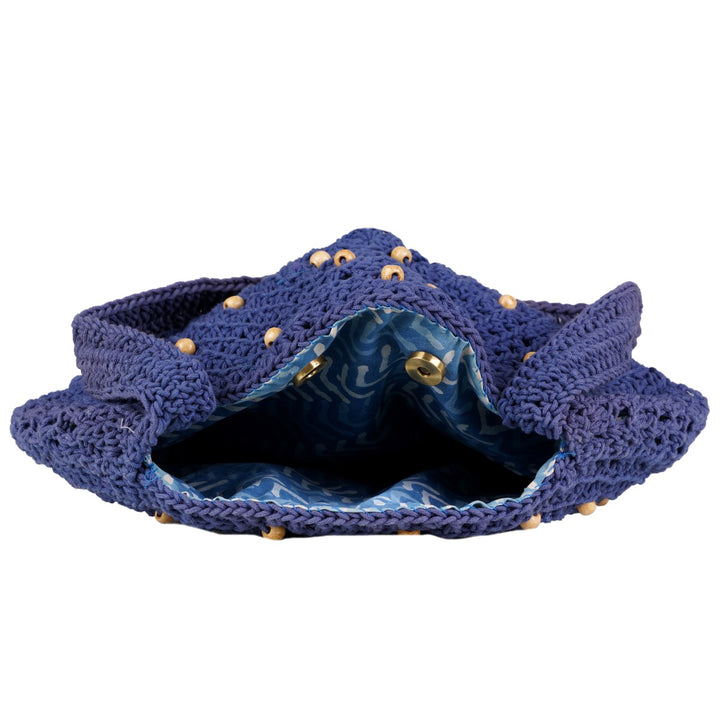 Quad Spirit Sling Bag | Hand-Crochet | Cotton Yarn | Navy Blue