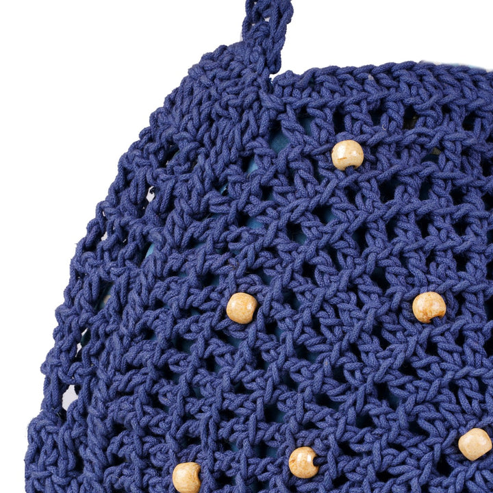 Quad Spirit Sling Bag | Hand-Crochet | Cotton Yarn | Navy Blue