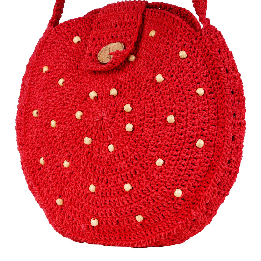 United Urbane Sling Bag | Hand-Crochet | Cotton Yarn | Crimson Red