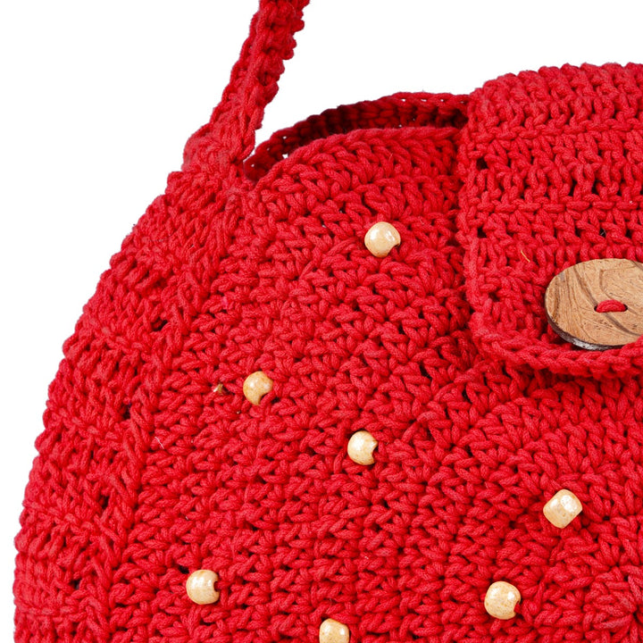 United Urbane Sling Bag | Hand-Crochet | Cotton Yarn | Crimson Red