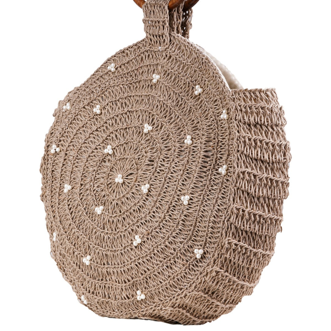 The Regal Wrist Hand Bag | Hand-Crafted & Crochet | Jute Yarn | Brown