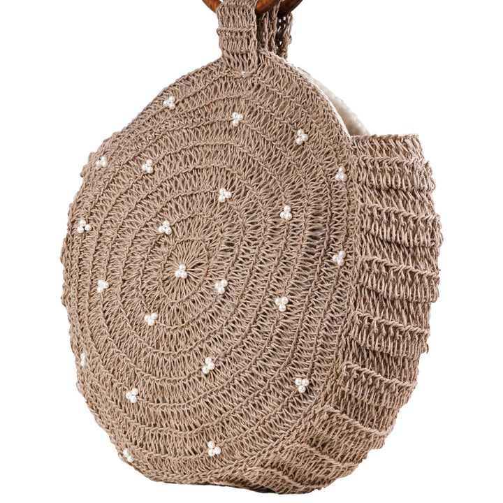 The Regal Wrist Hand Bag | Hand-Crafted & Crochet | Jute Yarn | Brown