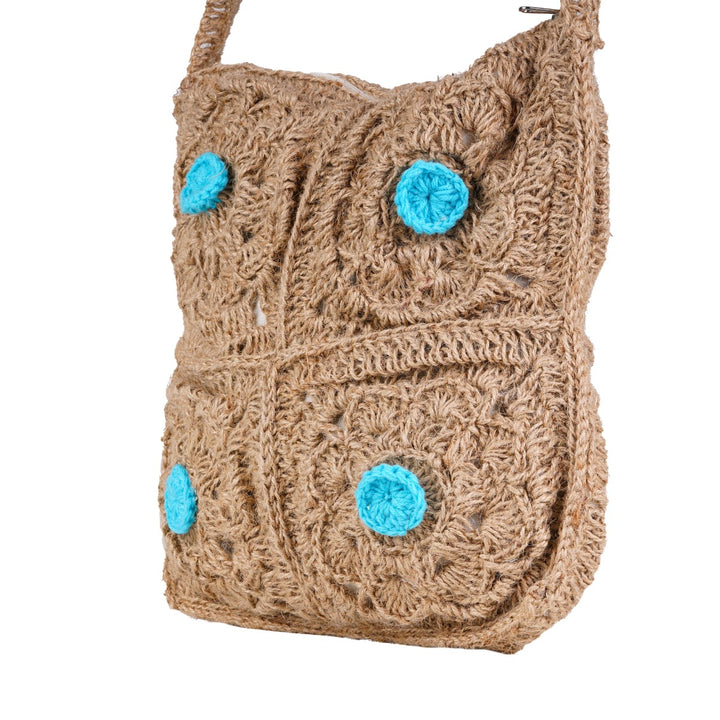 Square Sling Hand Bag | Hand-Crafted & Crochet | Jute Yarn | Brown