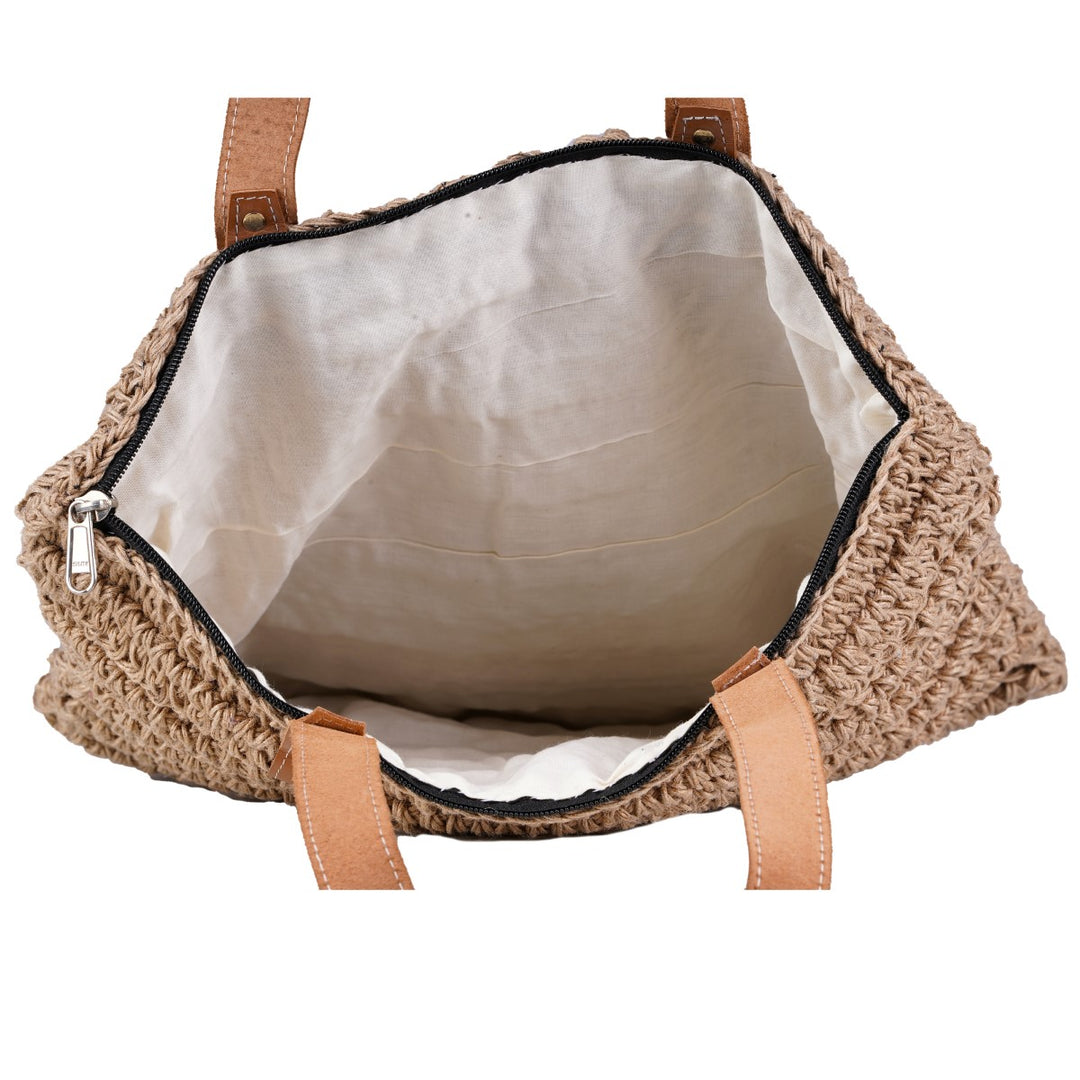 Brunette Bag | Hand-Crafted & Crochet Work | Jute |  Brown