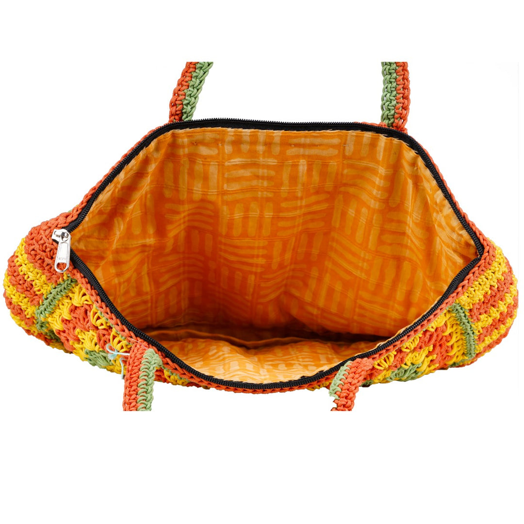 Hand-Crafted Hand Bag | Cotton Yarn | Large Size | Mustard Yellow