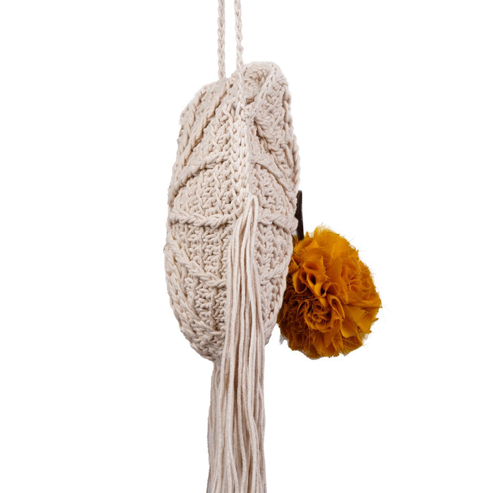 Dreamcatcher Mini Sling Bag | Hand-Crochet | Cotton | Off White & Yellow