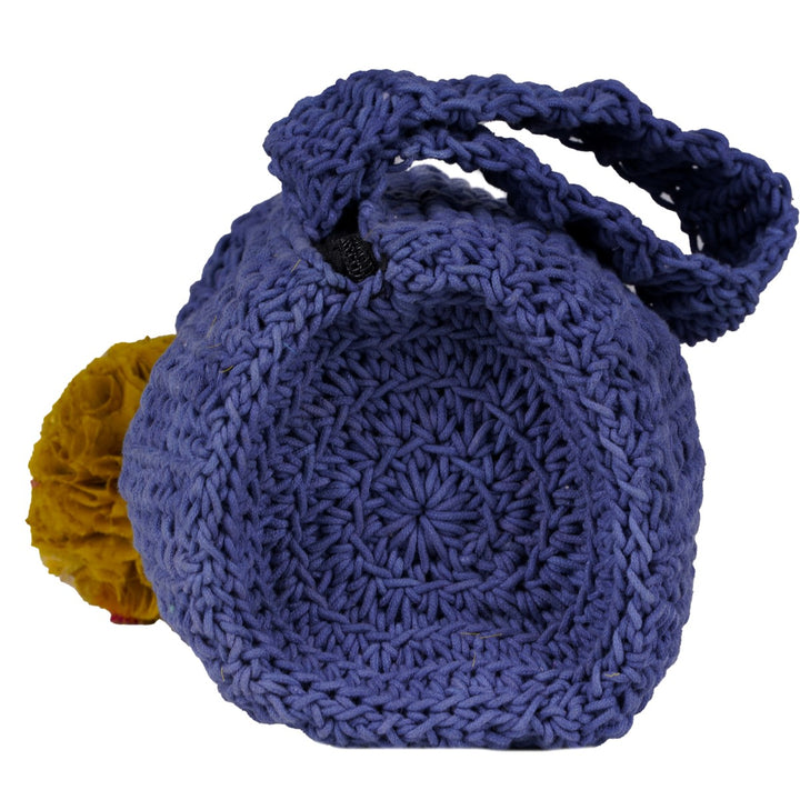 Blue Wrist  Bag | Hand-Crafted & Crochet | Cotton | Navy Blue