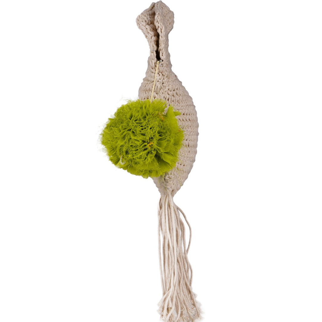 Long Tassels Miniature Hand Bag | Hand-Crochet | Cotton Yarn | Off White