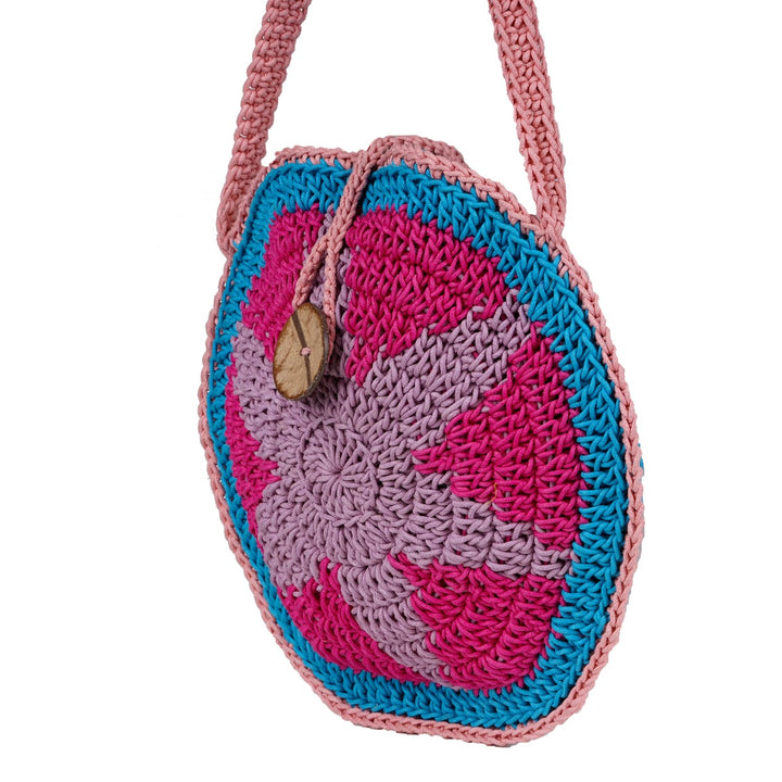 Starfish Mini Round Sling Bag | Hand-Crochet | Cotton Yarn | Watermelon Pink