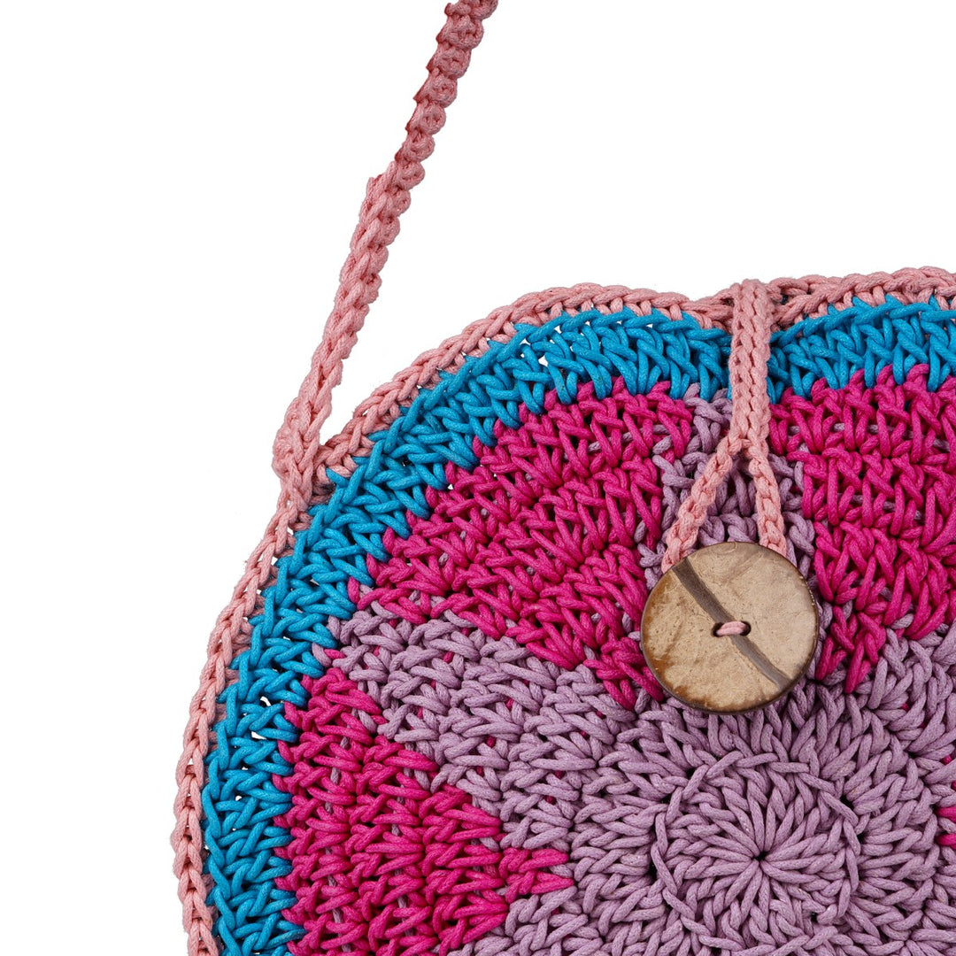 Starfish Mini Round Sling Bag | Hand-Crochet | Cotton Yarn | Watermelon Pink