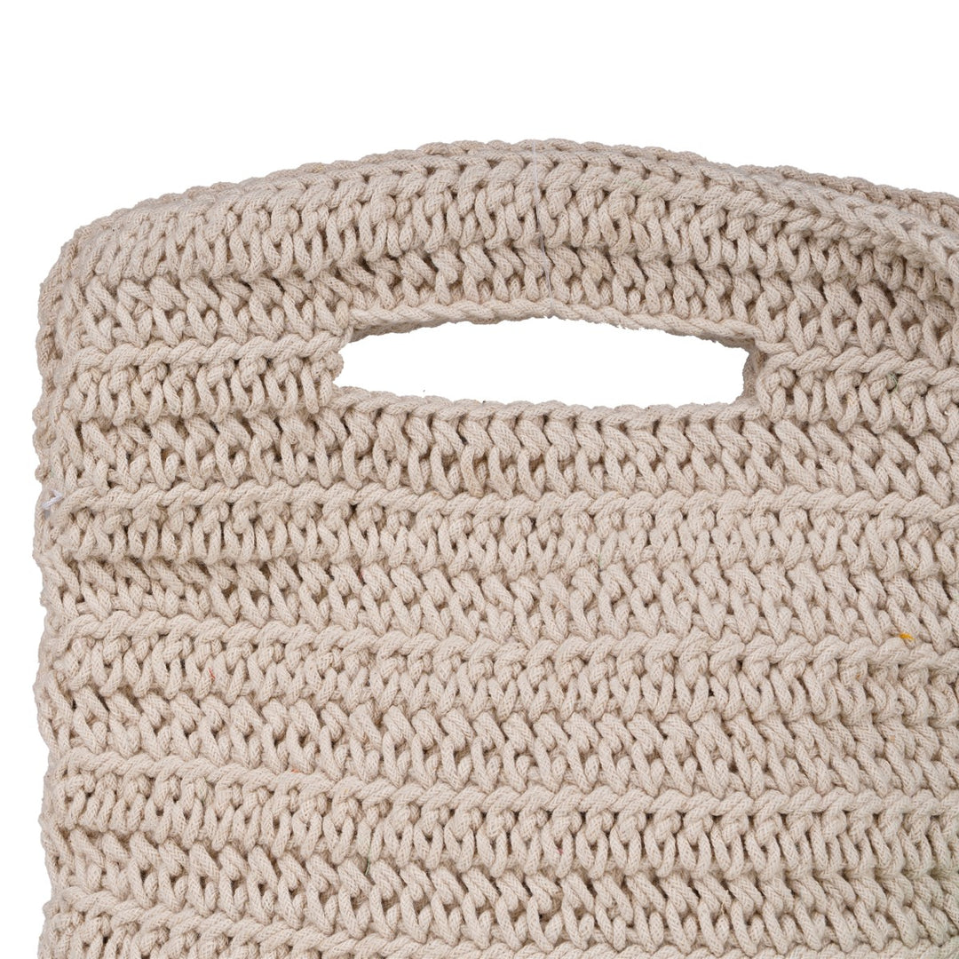 Square Hand Bag | Hand-Crafted & Crochet | Cotton Yarn | Off White