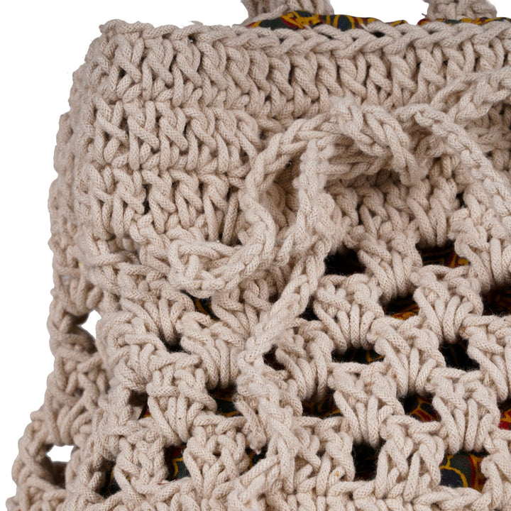 Long Potli Bag | Hand-Crafted & Crochet | Cotton Yarn | Off White