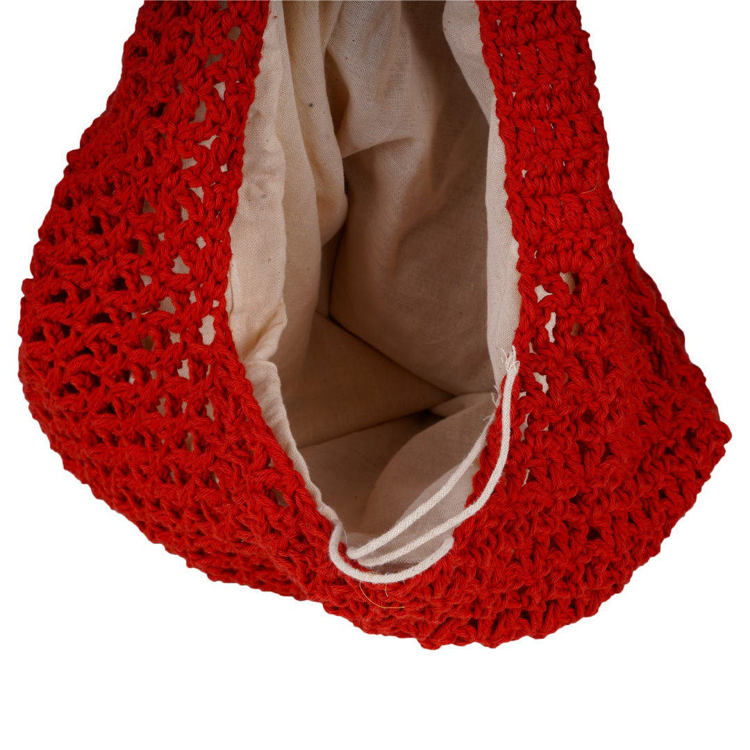 Rust Hobo Hand Bag | Hand-Crochet | Cotton Yarn | Crimson Red