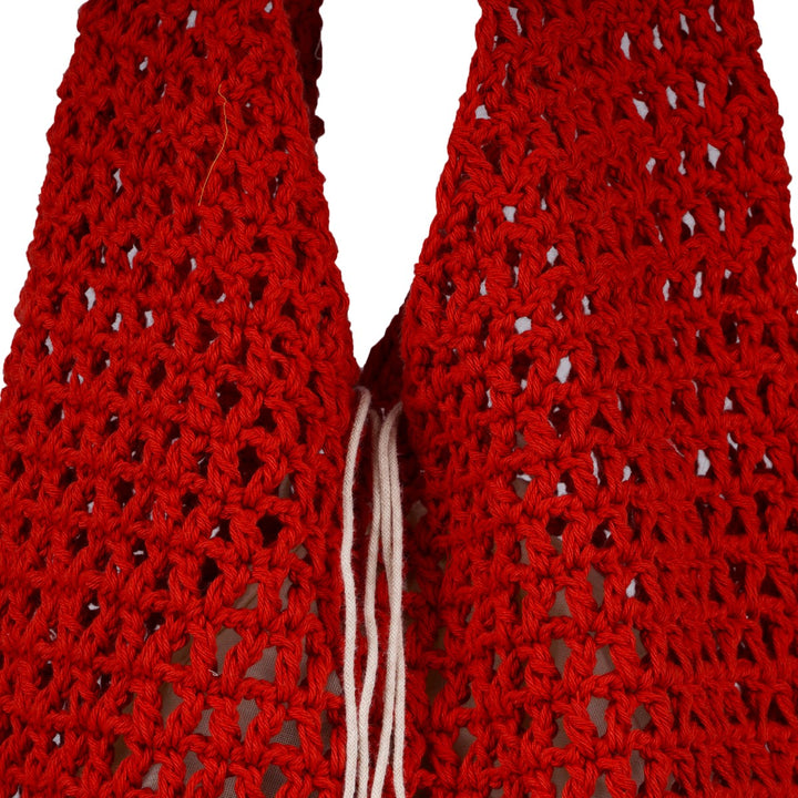 Rust Hobo Hand Bag | Hand-Crochet | Cotton Yarn | Crimson Red