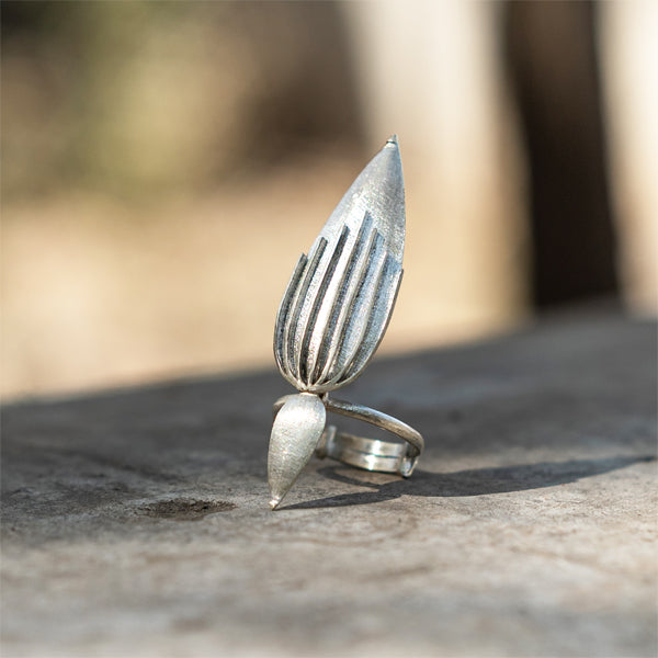 Pure Silver Finger Ring | Eclectic Style | Contemporary Traditionalist | Double Sided Petals