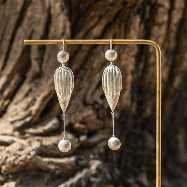 Pure Silver Ear Dangler | Petals and Dots | For Eclectic And Bare Minimum Styling | Urbane Look