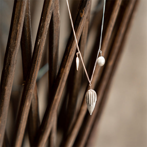 Pure Silver Necklace | Designed Delicately with Petals and Dots | Subtly Modern | Minimalistic