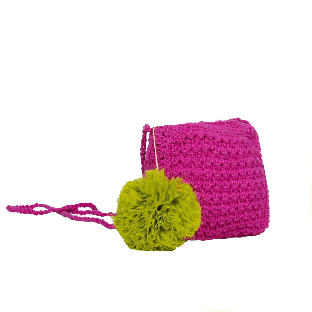 Mini CB Sling Bag | Hand-Crochet | Cotton Yarn | Fuchsia Pink