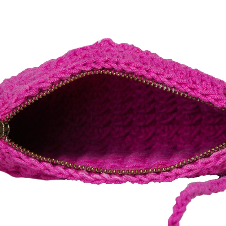 Mini CB Sling Bag | Hand-Crochet | Cotton Yarn | Fuchsia Pink