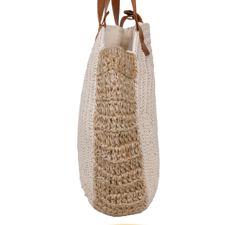 United Urbane Hands Bag | Hand-Crochet | Cotton Yarn & Jute | Off White