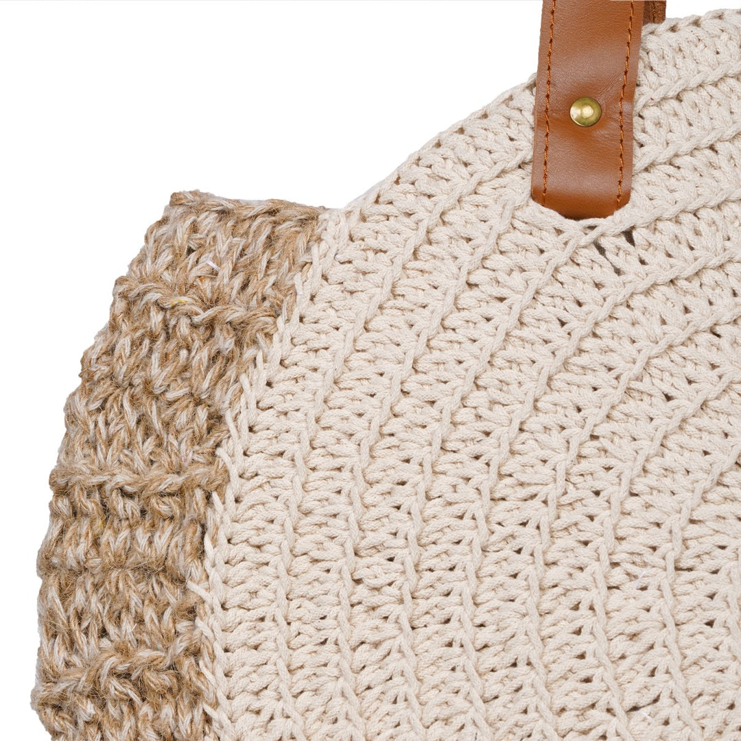 United Urbane Hands Bag | Hand-Crochet | Cotton Yarn & Jute | Off White